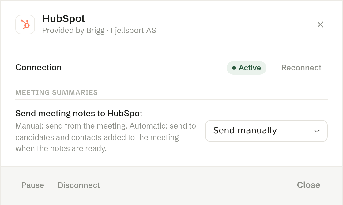 The details of the HubSpot integration