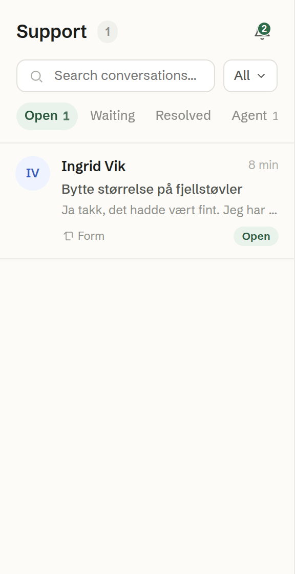 The conversation list with its tabs