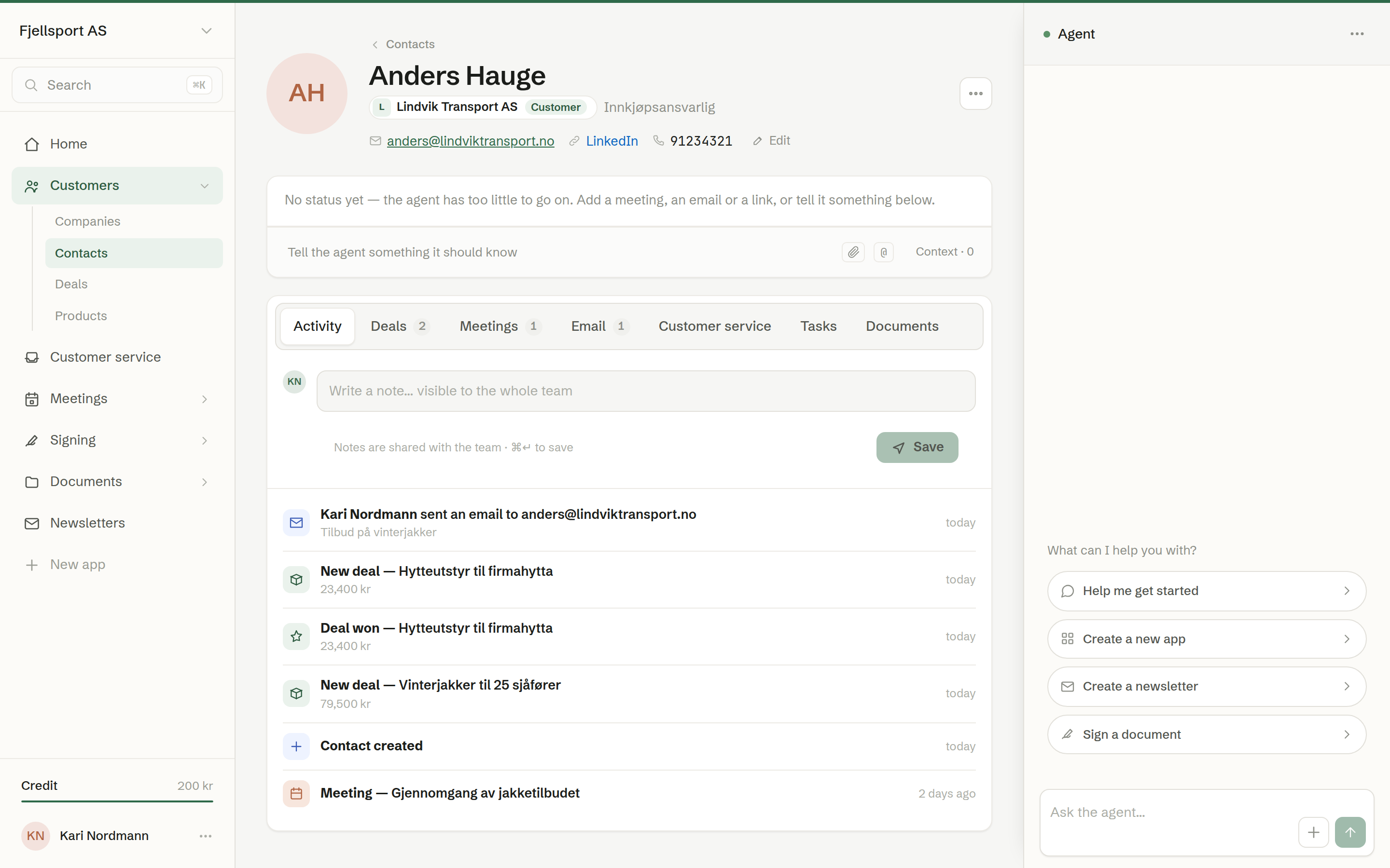 The contact page