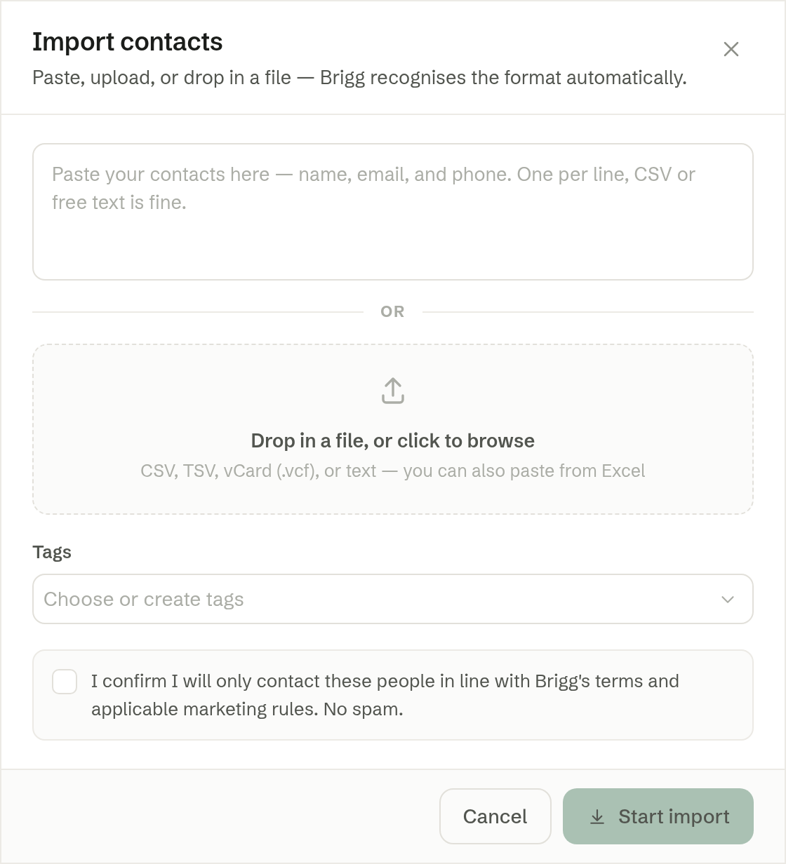 Importing a contact list