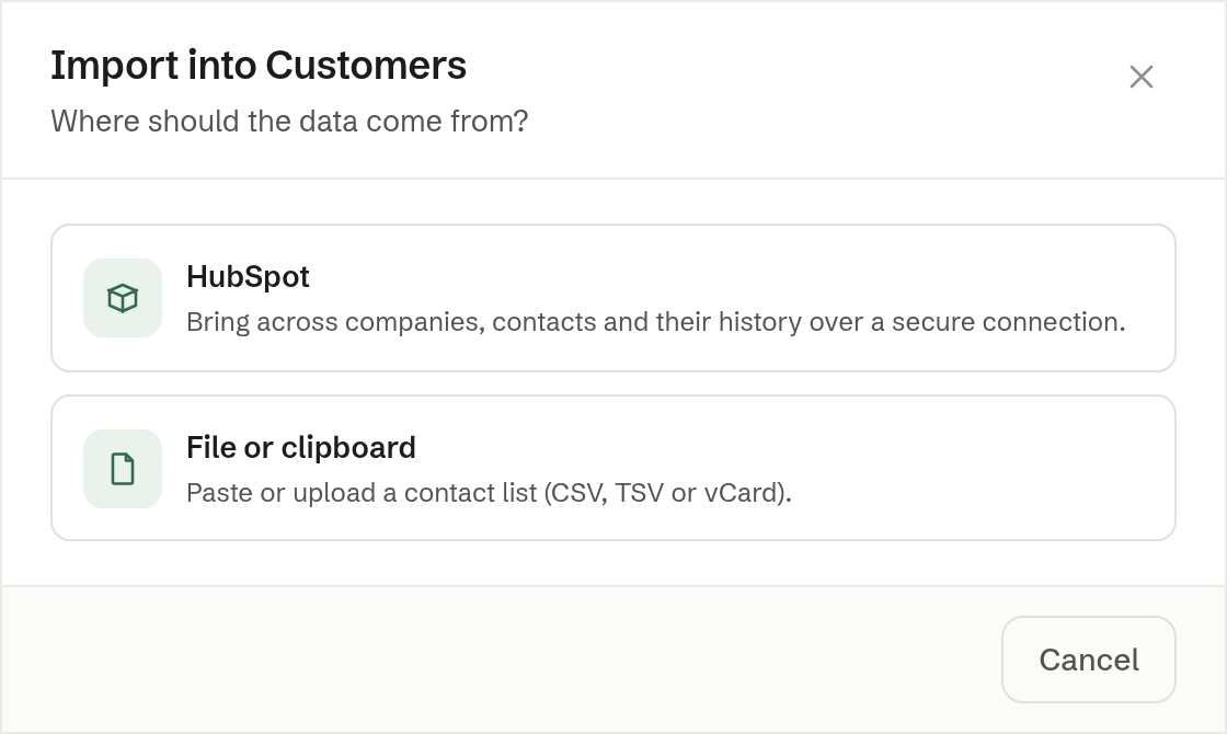 Choosing where to import from