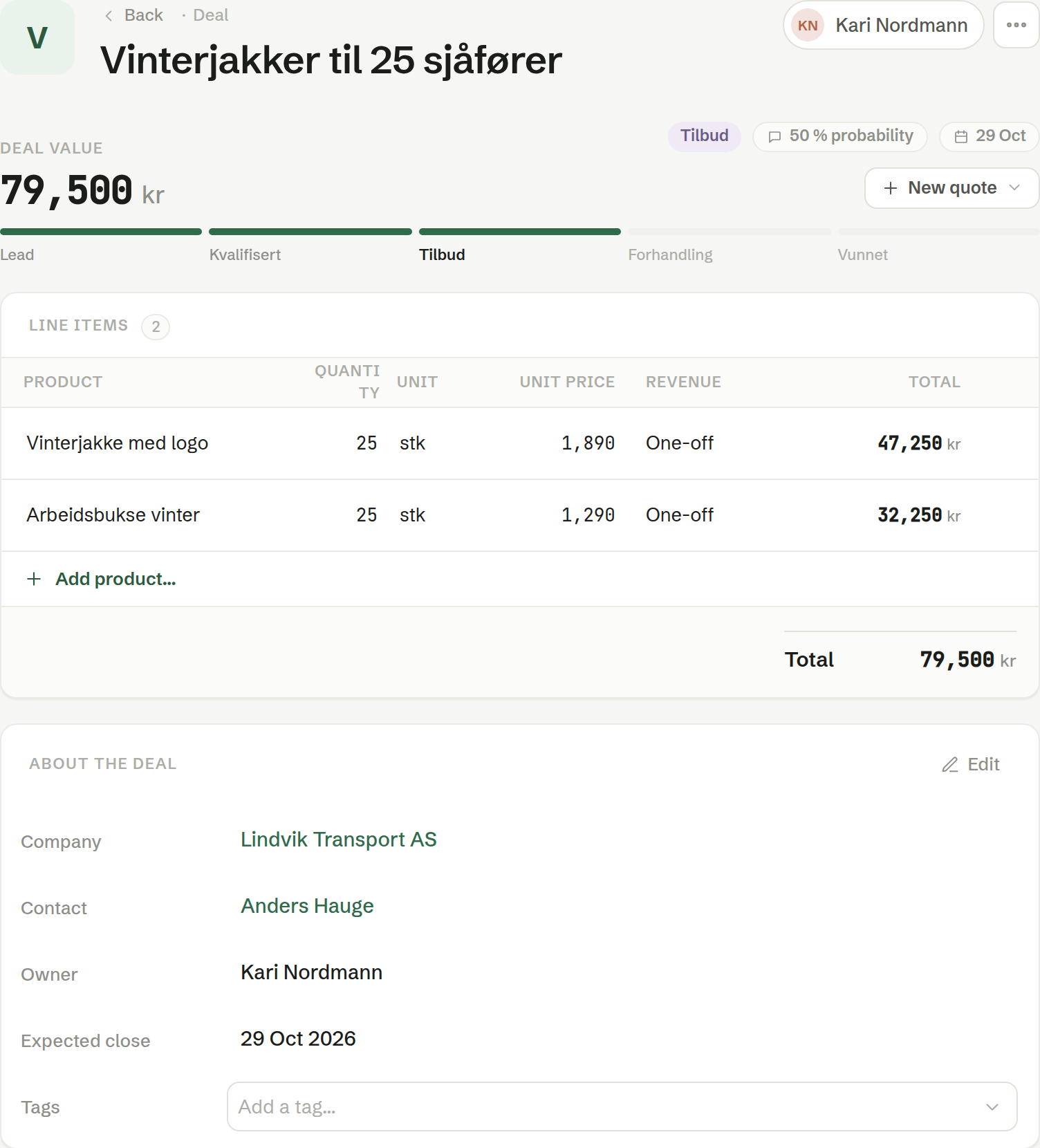 The deal page