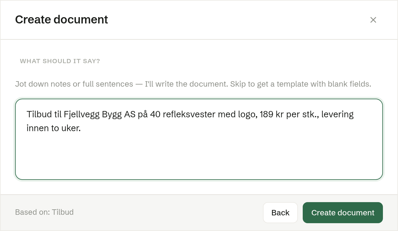 What should it say? — notes for the agent