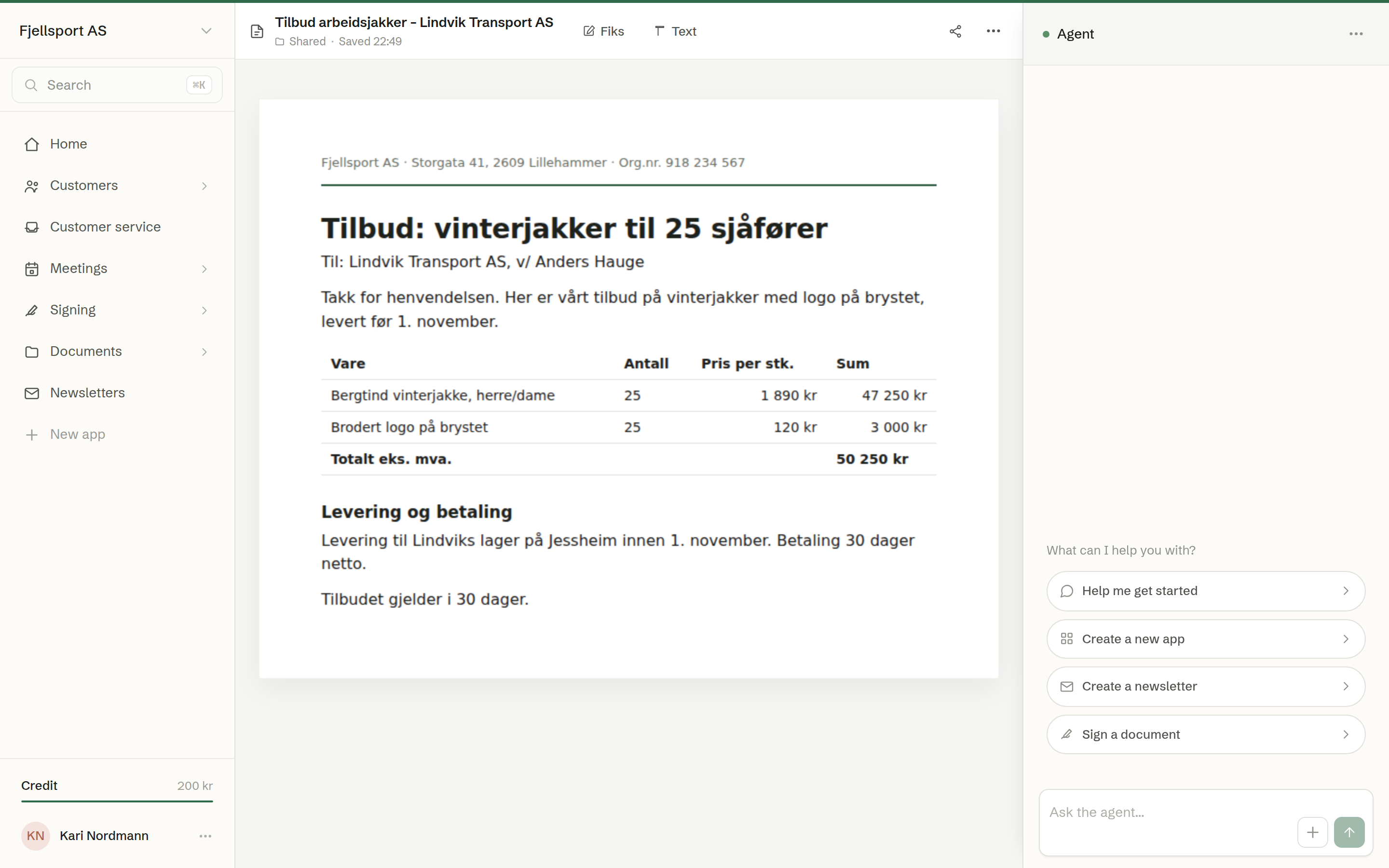 An open document with its toolbar