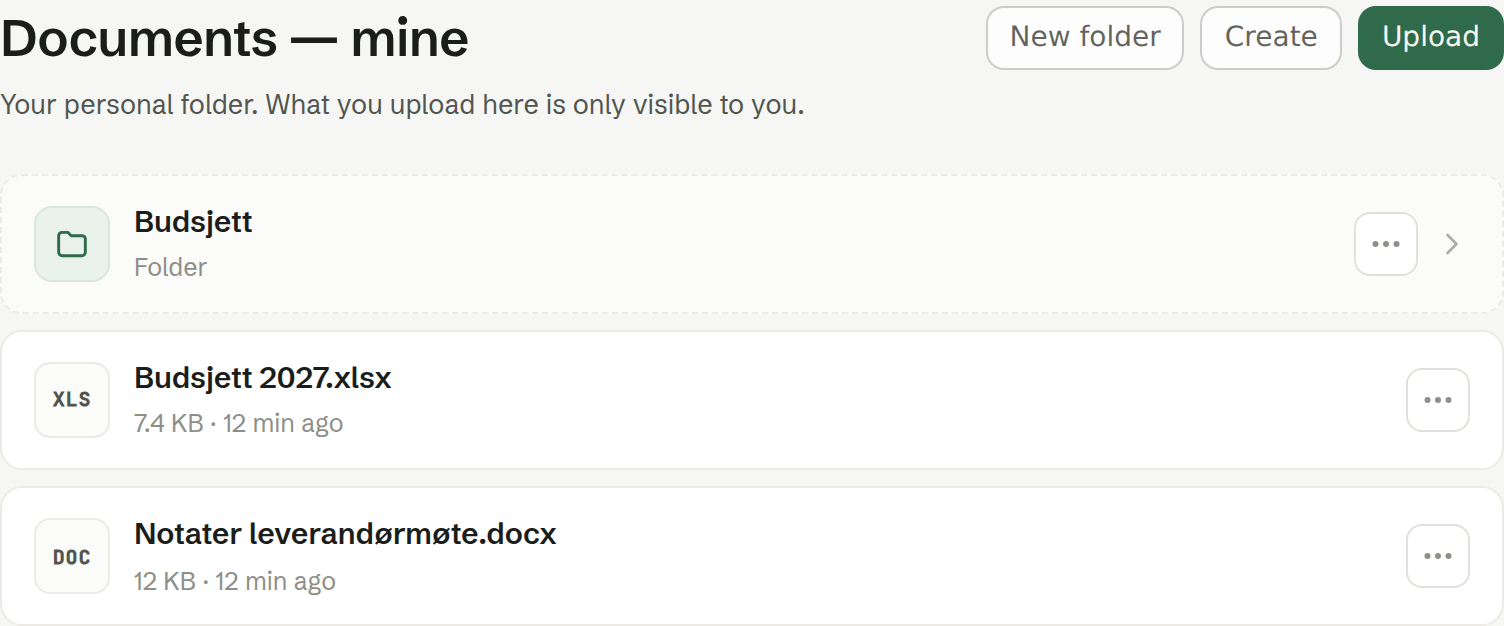 Mine: your own folders and files