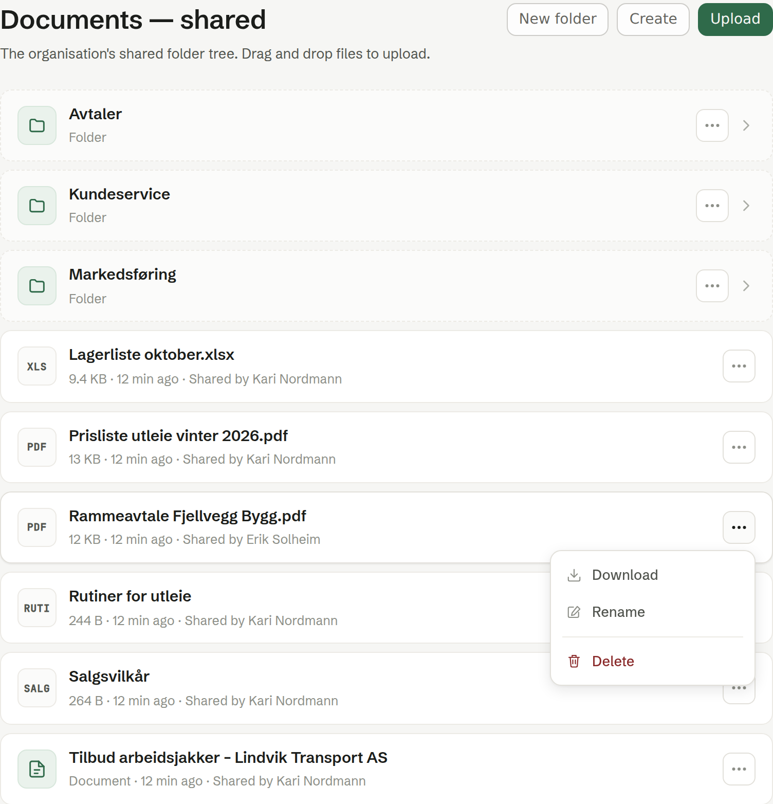 The ⋯ menu on a shared file