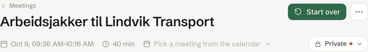 The meeting header with its audience control