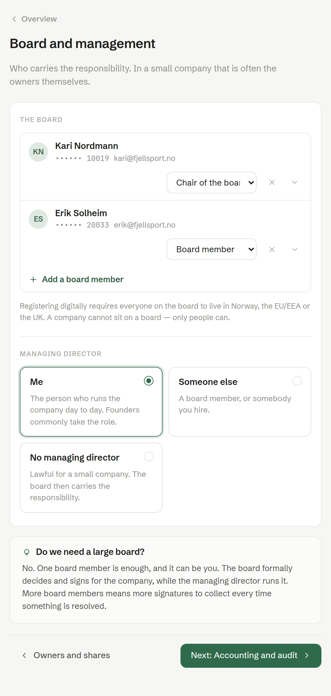 Board and management
