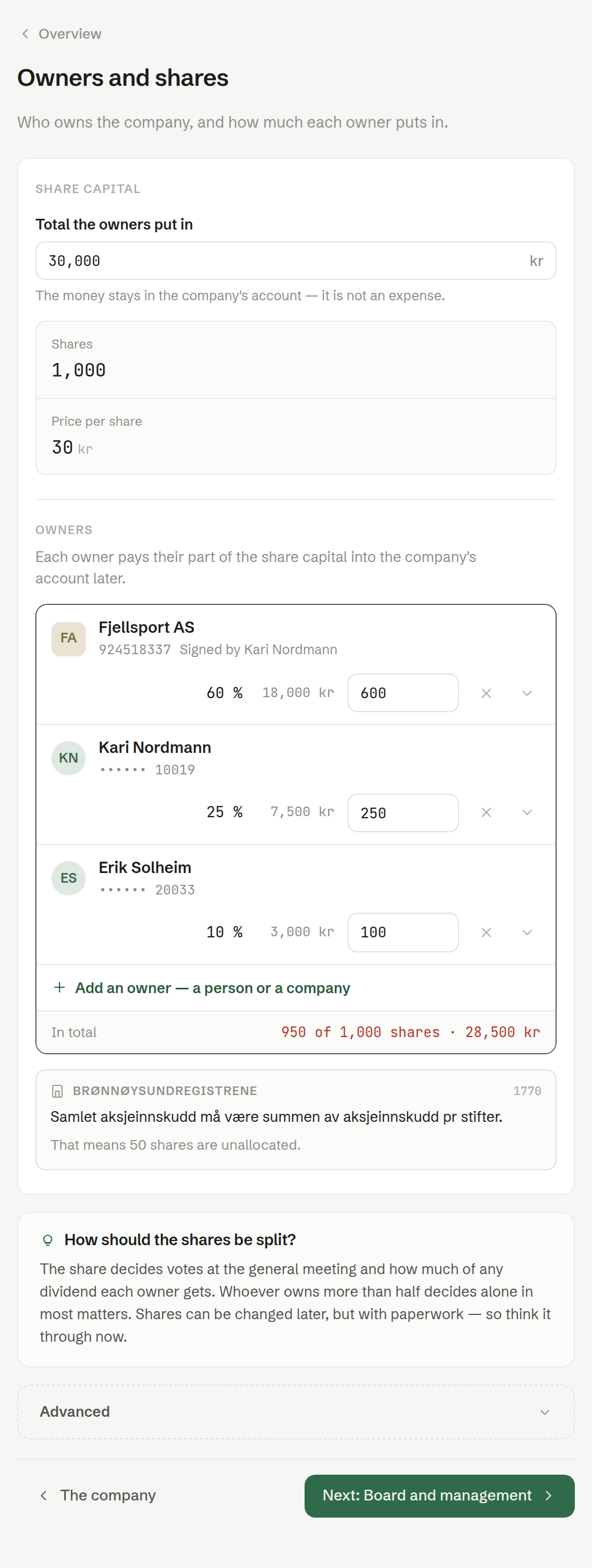 An objection on the owners screen, with what it means