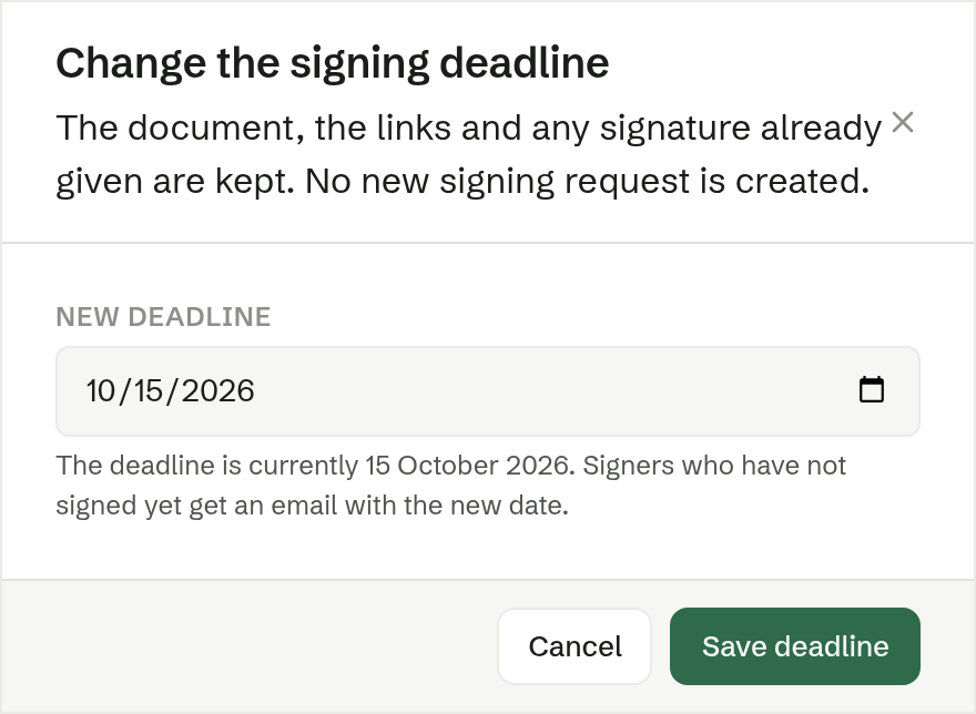 Change the signing deadline