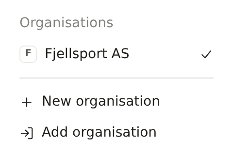 The organisation menu